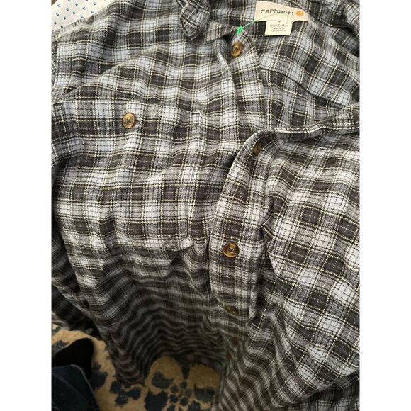 Carhartt Mens Plaid Button-Up Shirt Medium Blue/Gray 100% Cotton Regular‎ Fit - Picture 5 of 12